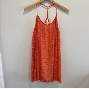 Abercrombie & Fitch Orange Mini Dress Floral Sleeveless Tent Medium Ditsy
